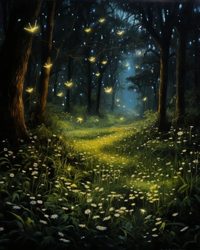 Stamped Cross Stitch Kits, Fireflies Flicker at Dusk, DIY Designs Cross-Stitch Easy Supplies Needlework, Needlepoint Embroidery Gift for Home Decor 16x20 inch, Traditional