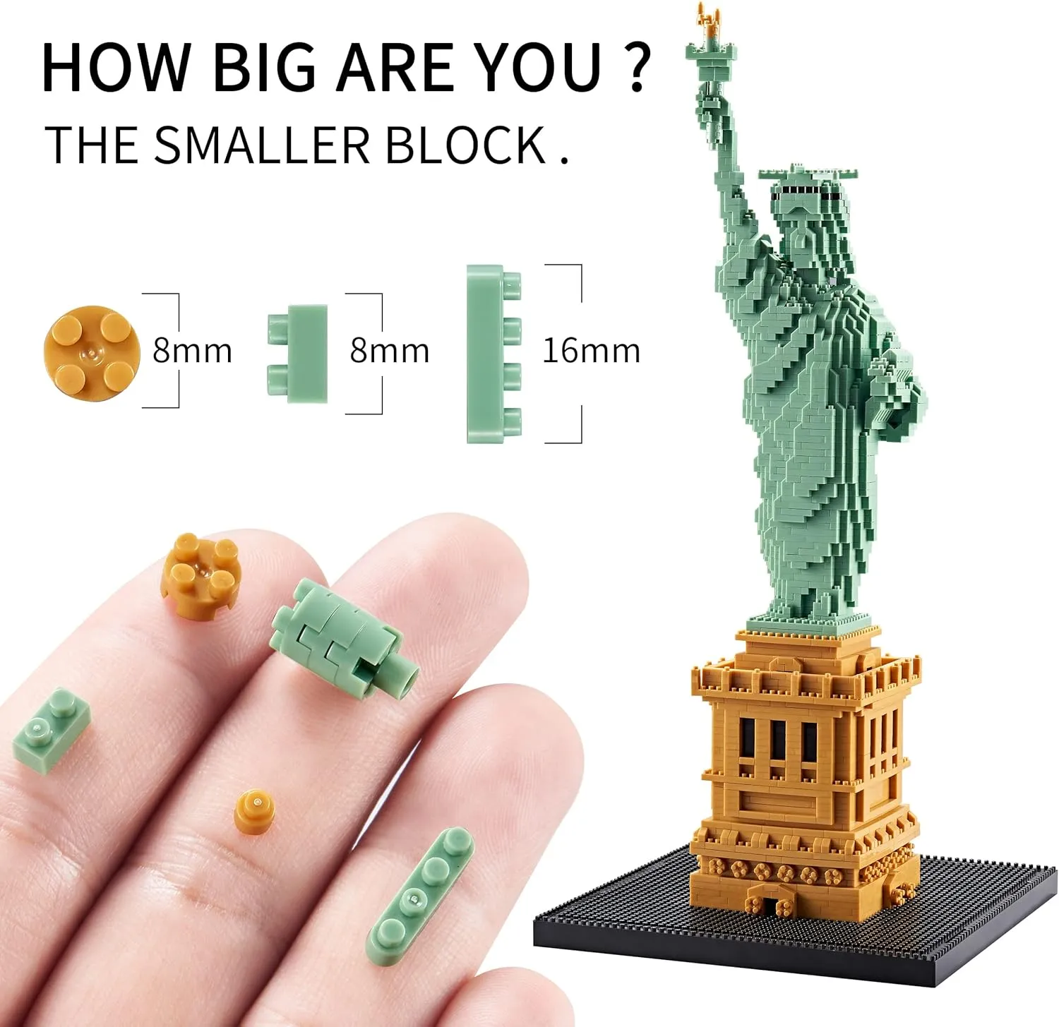 Statue of Liberty Micro Blocks Building Sets Mini Bricks Building for Adults, New York Famous Landmark Architectural Model Toys for Kids Age of 14  2810 PCS