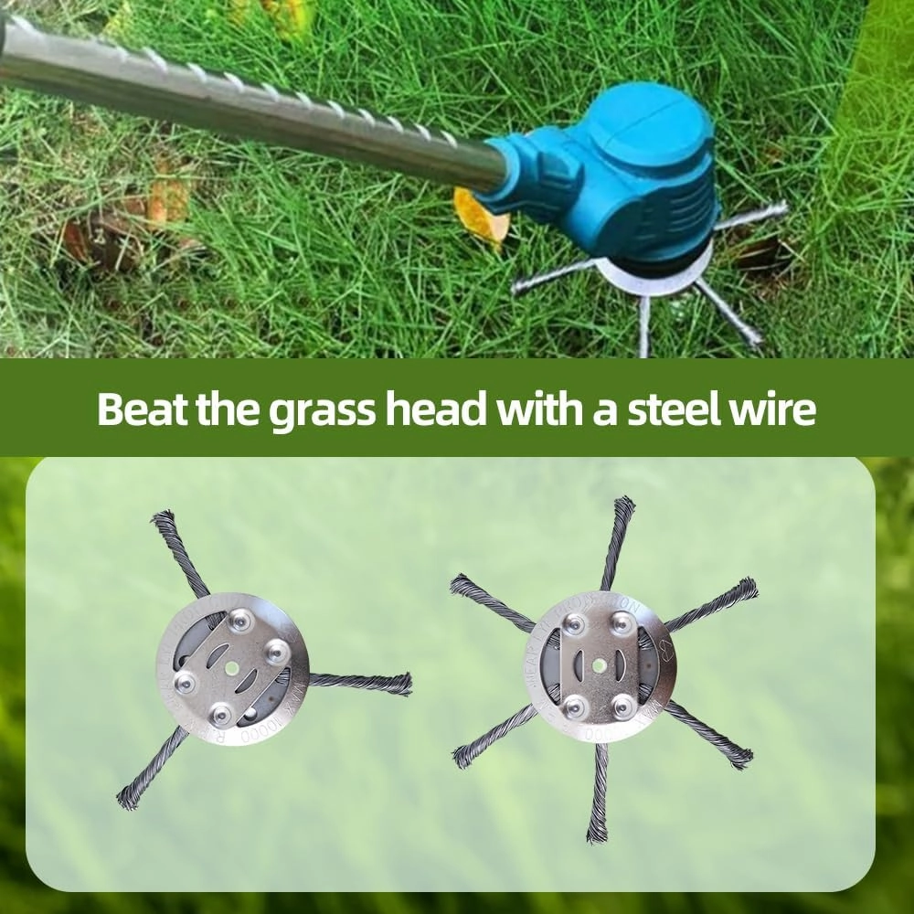 Steel Wire Grass Trimmer Head, 2025 New String Trimmer Replacement Head, Universal Brush Cutter Steel Head for Lawn Mower Edging, 6Inch Wired Trimmer Blade for Lawn Mower Tray (1, #A)