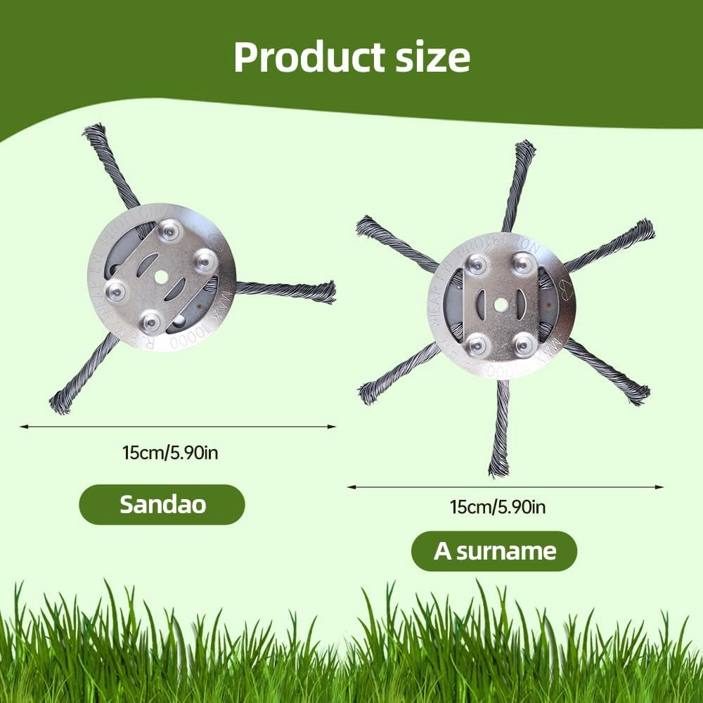 Steel Wire Grass Trimmer Head, 2025 New String Trimmer Replacement Head, Universal Brush Cutter Steel Head for Lawn Mower Edging, 6Inch Wired Trimmer Blade for Lawn Mower Tray (1, #A)