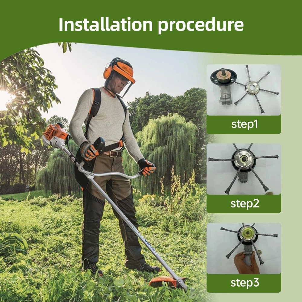 Steel Wire Grass Trimmer Head, 2025 New String Trimmer Replacement Head, Universal Brush Cutter Steel Head for Lawn Mower Edging, 6Inch Wired Trimmer Blade for Lawn Mower Tray (1, #A)