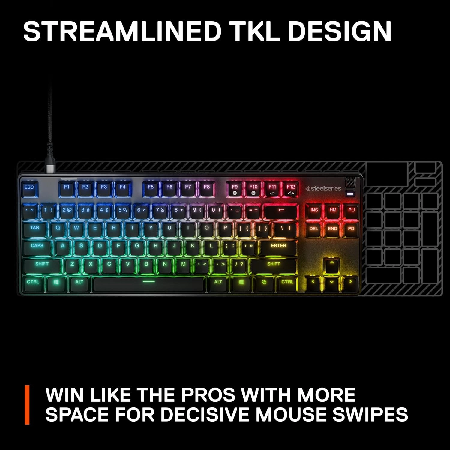 SteelSeries Apex 9 TKL - Mechanical Gaming Keyboard - Optical Switches - 2-Point Actuation - Keyless Compact Size - Removable Switches - US Layout (QWERTY)