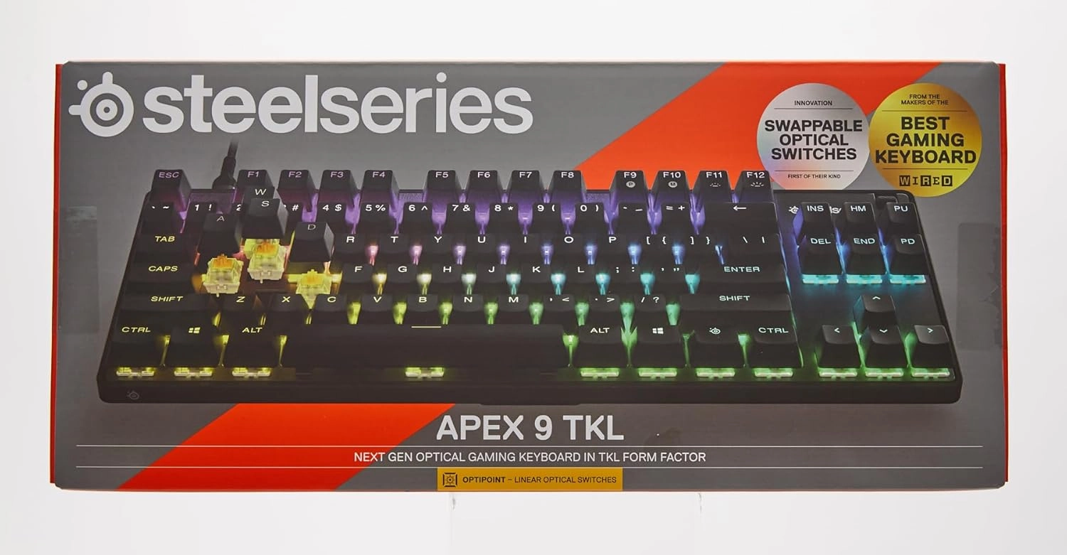 SteelSeries Apex 9 TKL - Mechanical Gaming Keyboard - Optical Switches - 2-Point Actuation - Keyless Compact Size - Removable Switches - US Layout (QWERTY)