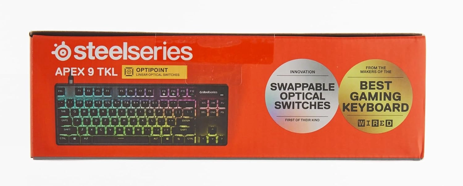 SteelSeries Apex 9 TKL - Mechanical Gaming Keyboard - Optical Switches - 2-Point Actuation - Keyless Compact Size - Removable Switches - US Layout (QWERTY)