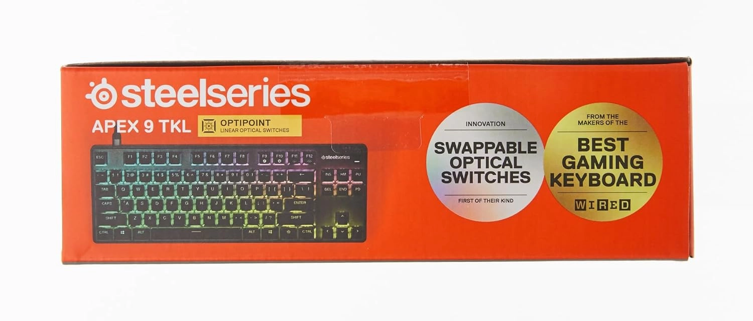 SteelSeries Apex 9 TKL - Mechanical Gaming Keyboard - Optical Switches - 2-Point Actuation - Keyless Compact Size - Removable Switches - US Layout (QWERTY)