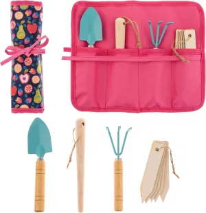 Stephen Joseph, Toddler Gardening Tool Set 5 PCS - Mini Shovel, Seed Dibbler, Mini Rake and Plant Markers with Roll Up Bag, Kids Gardening Tools, Best Outdoor Toys Gift for Boys and Girls, Fruit