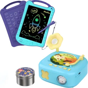 Story Dream Machine Musical Toy for Toddlers and Astrodraw Drawing Pad Toys, Colorful LCD Writing Tablet