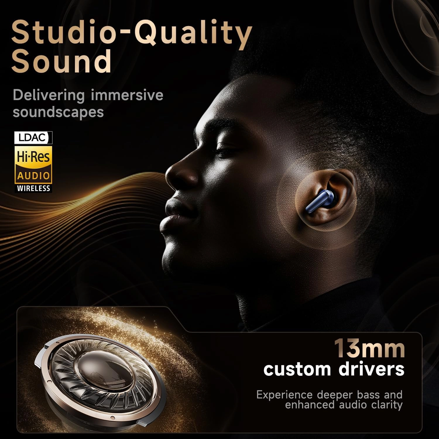 Studio-Quality Wireless Ear Buds with Deep Bass & Enhanced Audio Clarity, Bluetooth 5.4, 10-Year Lifespan Earbuds, ENC Noise Cancelling Calls, Secure Fit Memory Foam Tips, IPX6 Waterproof (Blue)