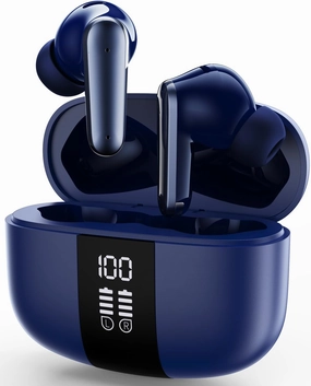 Studio-Quality Wireless Ear Buds with Deep Bass & Enhanced Audio Clarity, Bluetooth 5.4, 10-Year Lifespan Earbuds, ENC Noise Cancelling Calls, Secure Fit Memory Foam Tips, IPX6 Waterproof (Blue)