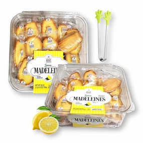 Sugar Bowl Bakery LEMON Madeleines Petite French Tea Cake Cookies Individually Wrapped (28 Oz. X 2) with 1 Bonus Mini Silicone Tongs (3-Piece Set)