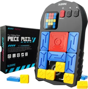 Super Slide Puzzle Game – Rechargeable Brain Teaser Unlock 500  Levels of Electrifying Sliding Puzzles，A Dazzling Electronic Brain Challenge with Addictive Puzzle Fun for All Ages(Black)