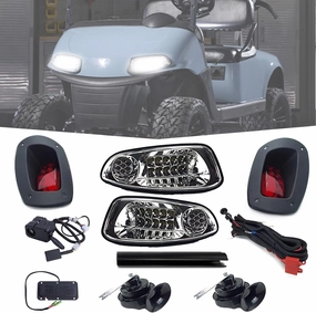 Super Deluxe LED High/Low Beam Light Kit for E-Z-GO RXV 2016 : Street Legal, Includes Headlights, Tail Lights, Turn Signals & More, Easy Install, No Voltage Reducer Needed (12-48V) by Charm&Heritage