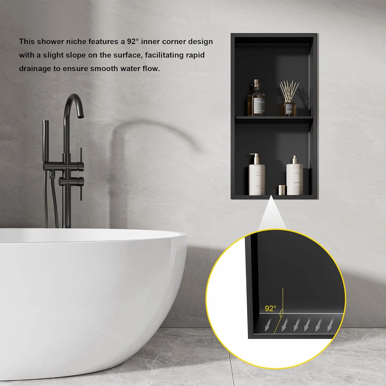 SUPERFLO Stainless Steel Shower Niche 12" X 24", No Tile Needed Recessed Niche Shower Double Shelves Organizer Bathroom Niche for Bathroom Storage, Bathroom Niche for Shower Wall, Rose Gold