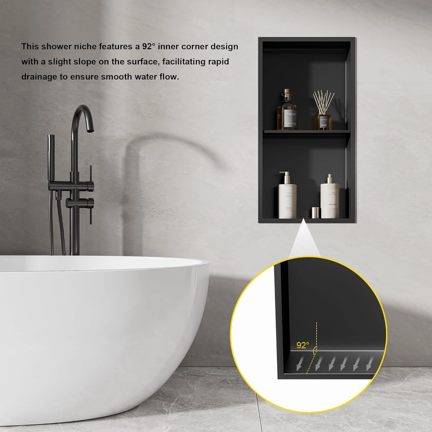 SUPERFLO Stainless Steel Shower Niche 12" X 24" No Tile Needed Recessed Niche Shower Double Shelves Organizer Bathroom Niche For Bathroom Storage, Bathroom Niche For Shower Wall, Matte Glod