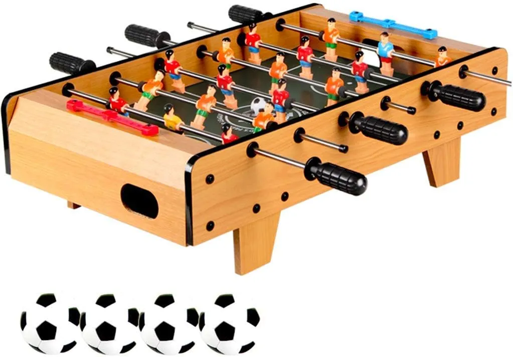 Table Top Foosball Table for Adults and Kids - Compact Mini Tabletop Soccer Game with 4Balls, Brown