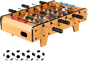 Table Top Foosball Table for Adults and Kids - Compact Mini Tabletop Soccer Game with 4Balls, Brown