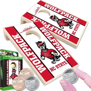Tabletop Cornhole Game Set | Officially Licensed College Mini Football Cornhole Board Game | Includes Coins