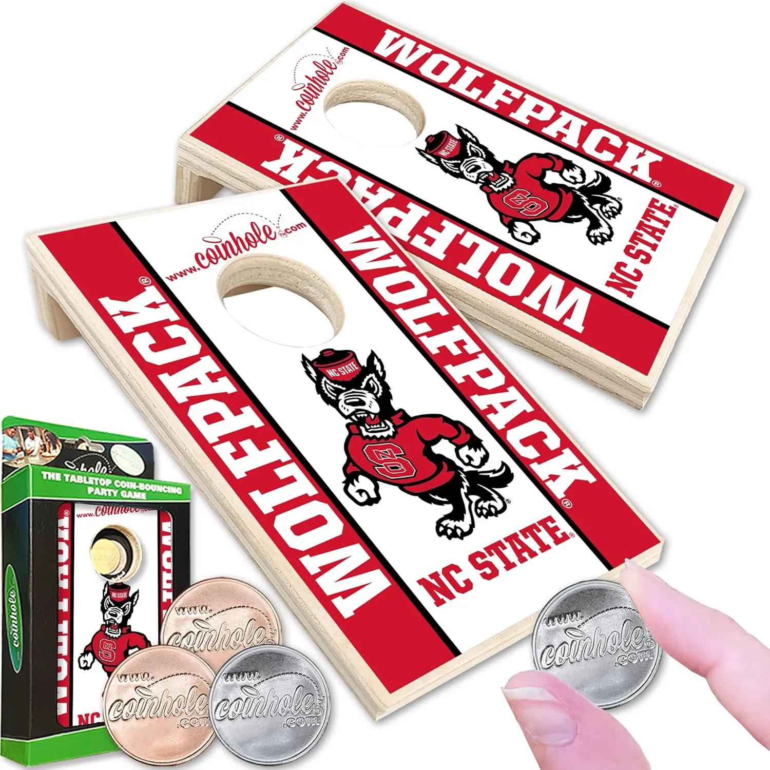 Tabletop Cornhole Game Set | Officially Licensed College Mini Football Cornhole Board Game | Includes Coins