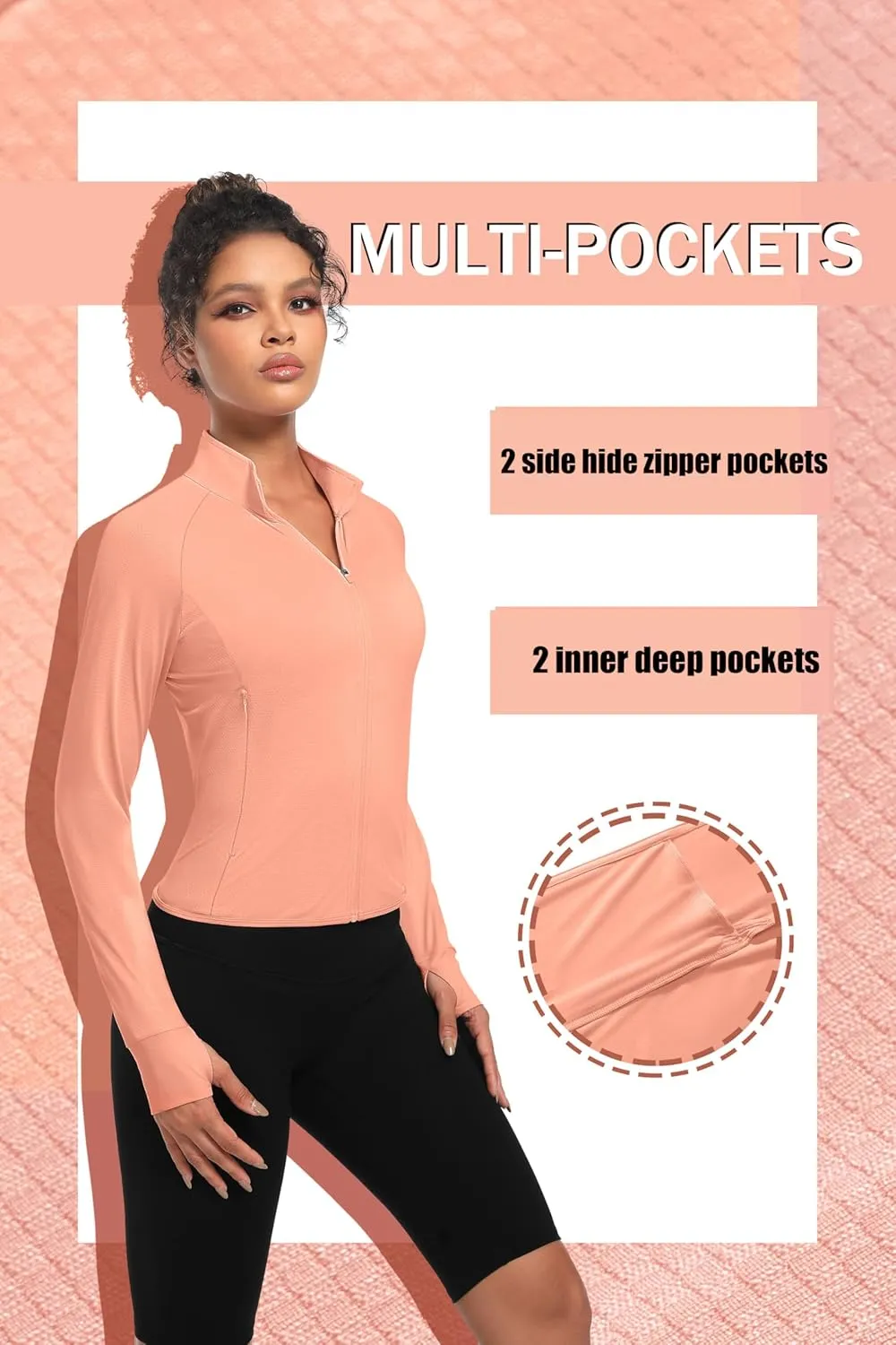 TACVASEN Women's Athletic Zip Up Jacket Long Sleeve Workout Tops for Women UV Protection Golf Outfits