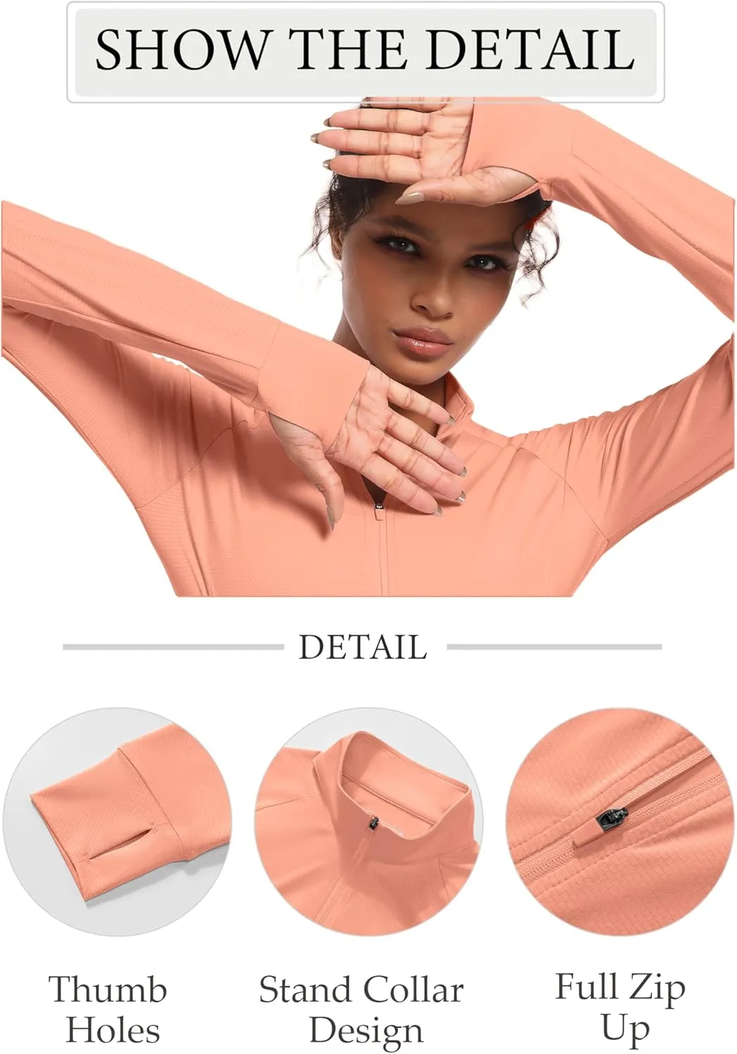 TACVASEN Women's Athletic Zip Up Jacket Long Sleeve Workout Tops for Women UV Protection Golf Outfits