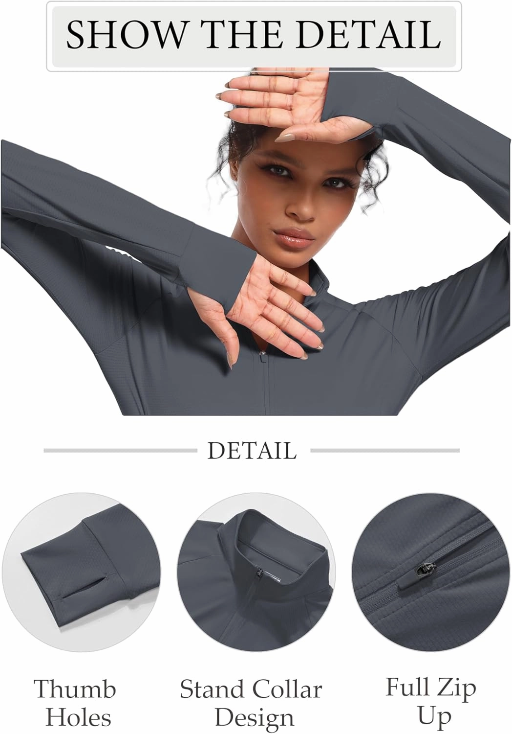 TACVASEN Women's Athletic Zip Up Jacket Long Sleeve Workout Tops for Women UV Protection Golf Outfits