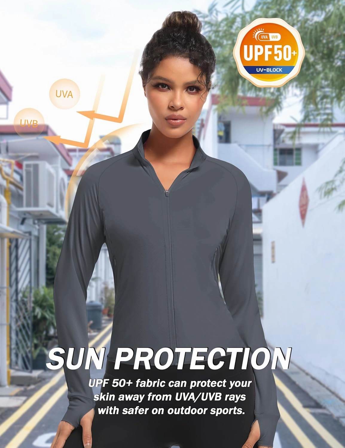 TACVASEN Women's Athletic Zip Up Jacket Long Sleeve Workout Tops for Women UV Protection Golf Outfits