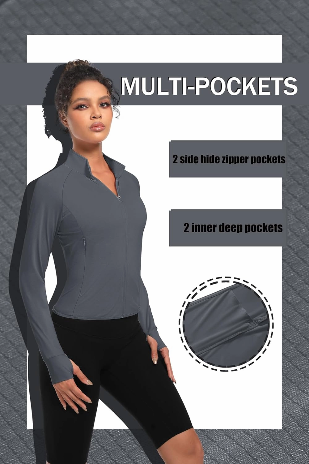 TACVASEN Women's Athletic Zip Up Jacket Long Sleeve Workout Tops for Women UV Protection Golf Outfits