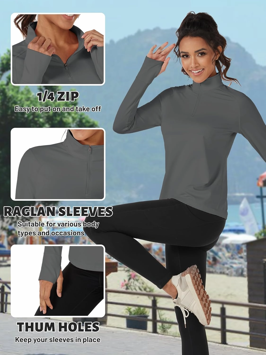 TACVASEN Women's Quarter Zip Pullover Fleece Lined Golf Shirt Long Sleeve Workout Tops Athletic Sweatshirt for Women