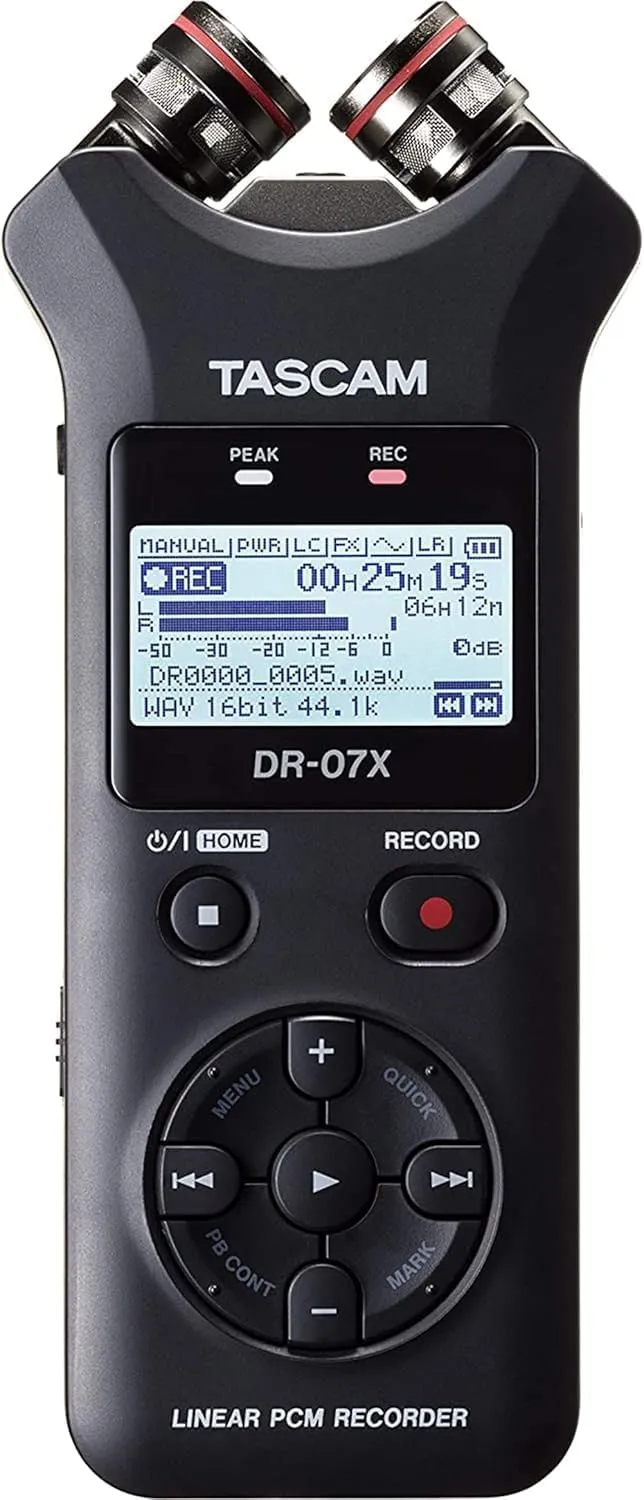 Tascam DR-07X Stereo Handheld Digital Audio Portable Recorder and USB Audio Interface, Pro Field, AV, Music, Dictation Recorder