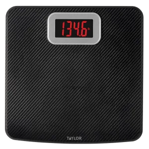 Taylor Digital Scales, 400 LB Capacity, Carbon Fiber Anti-slip Mat, 11.8 x 11.8 Inches, Black