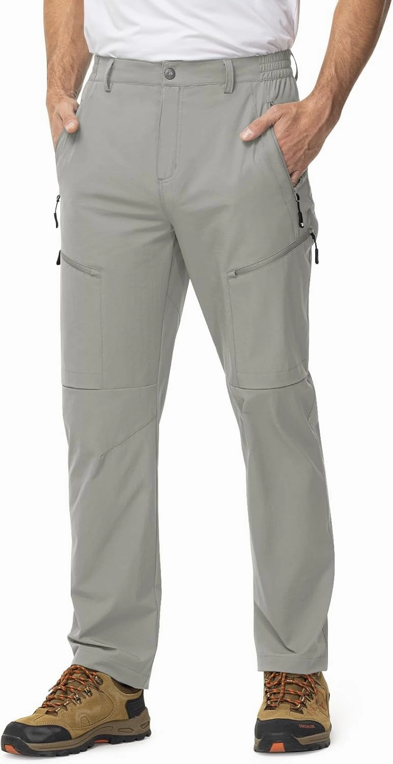 TBMPOY Men's Lightweight Hiking Travel Pants 5 Zip Pockets Stretch Quick Dry Work Pant Cargo Outdoor Camping Fishing