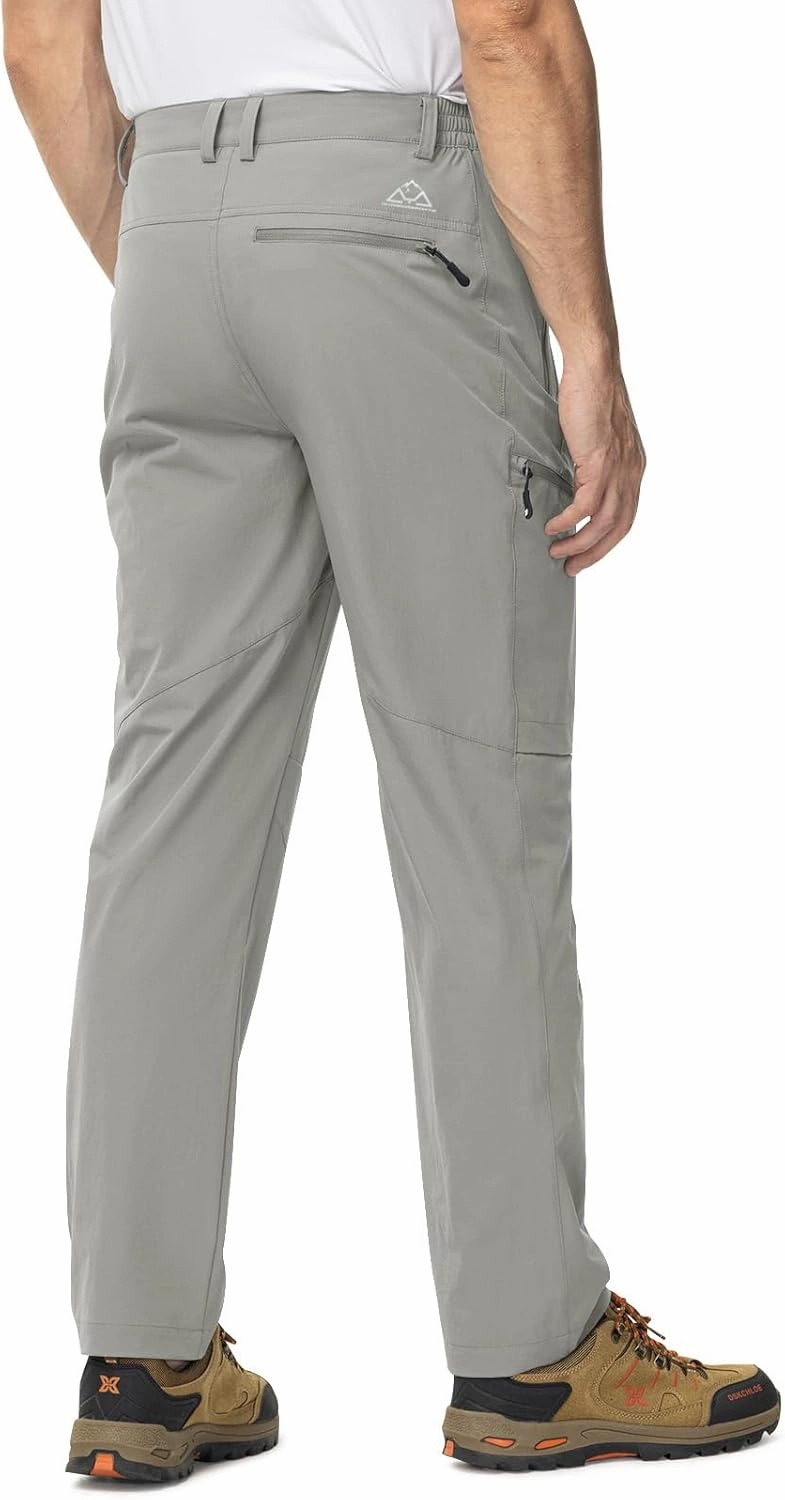 TBMPOY Men's Lightweight Hiking Travel Pants 5 Zip Pockets Stretch Quick Dry Work Pant Cargo Outdoor Camping Fishing