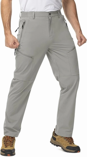 TBMPOY Men's Lightweight Hiking Travel Pants 5 Zip Pockets Stretch Quick Dry Work Pant Cargo Outdoor Camping Fishing