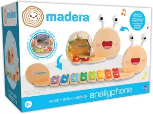 TCG Toys Madera Wood: Snailyphone - Snail-Designed 8-Key Xylophone, 2 Matching Mallets, Wooden Musical Instrament, Interactive Toy, Kids-Toddlers Ages 3 