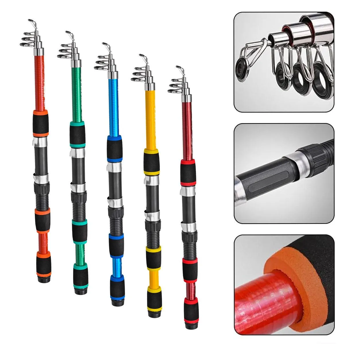 Telescopic Fishing Rod Lightweight Portable Sea Casting Rod Durable Glass Steel