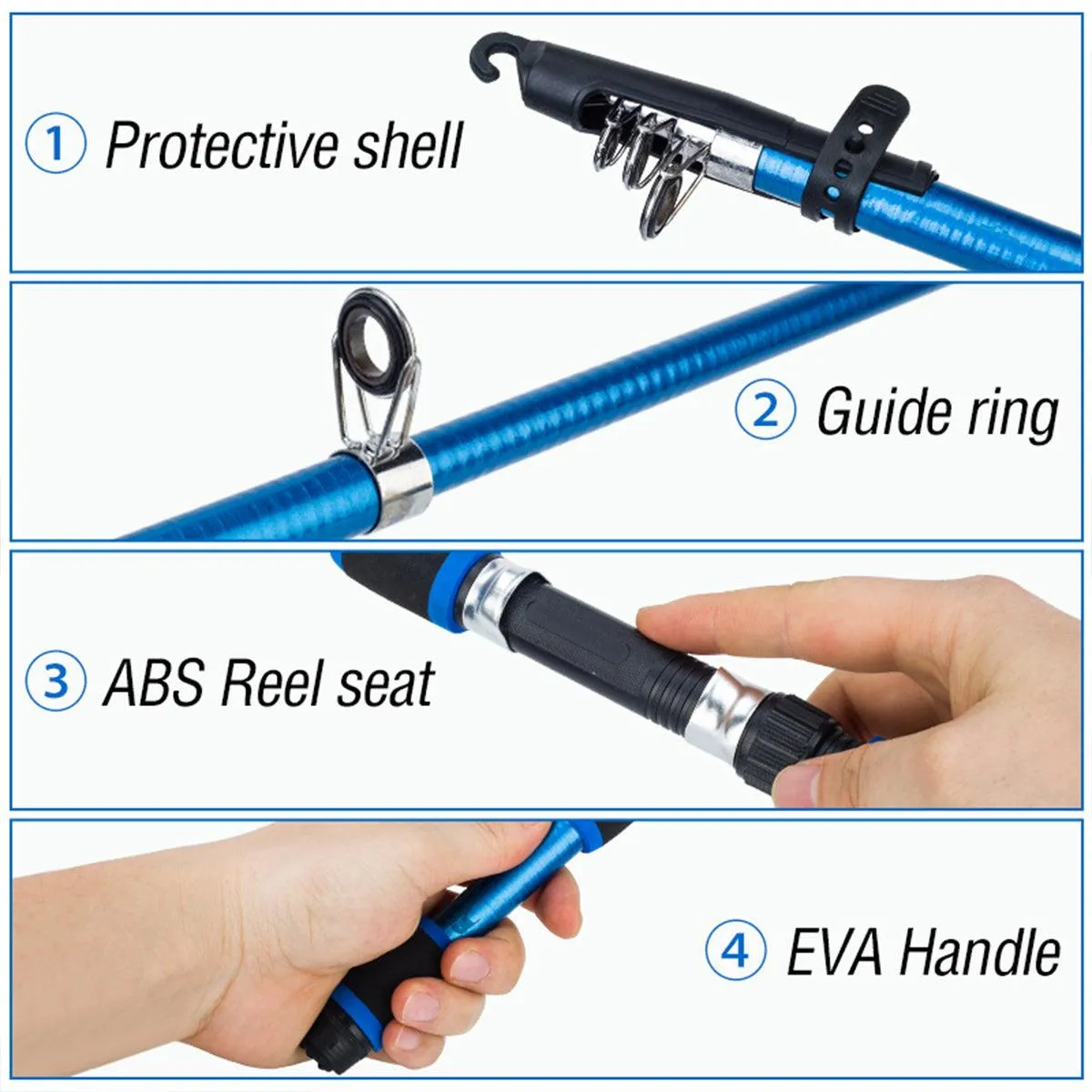 Telescopic Fishing Rod Lightweight Portable Sea Casting Rod Durable Glass Steel