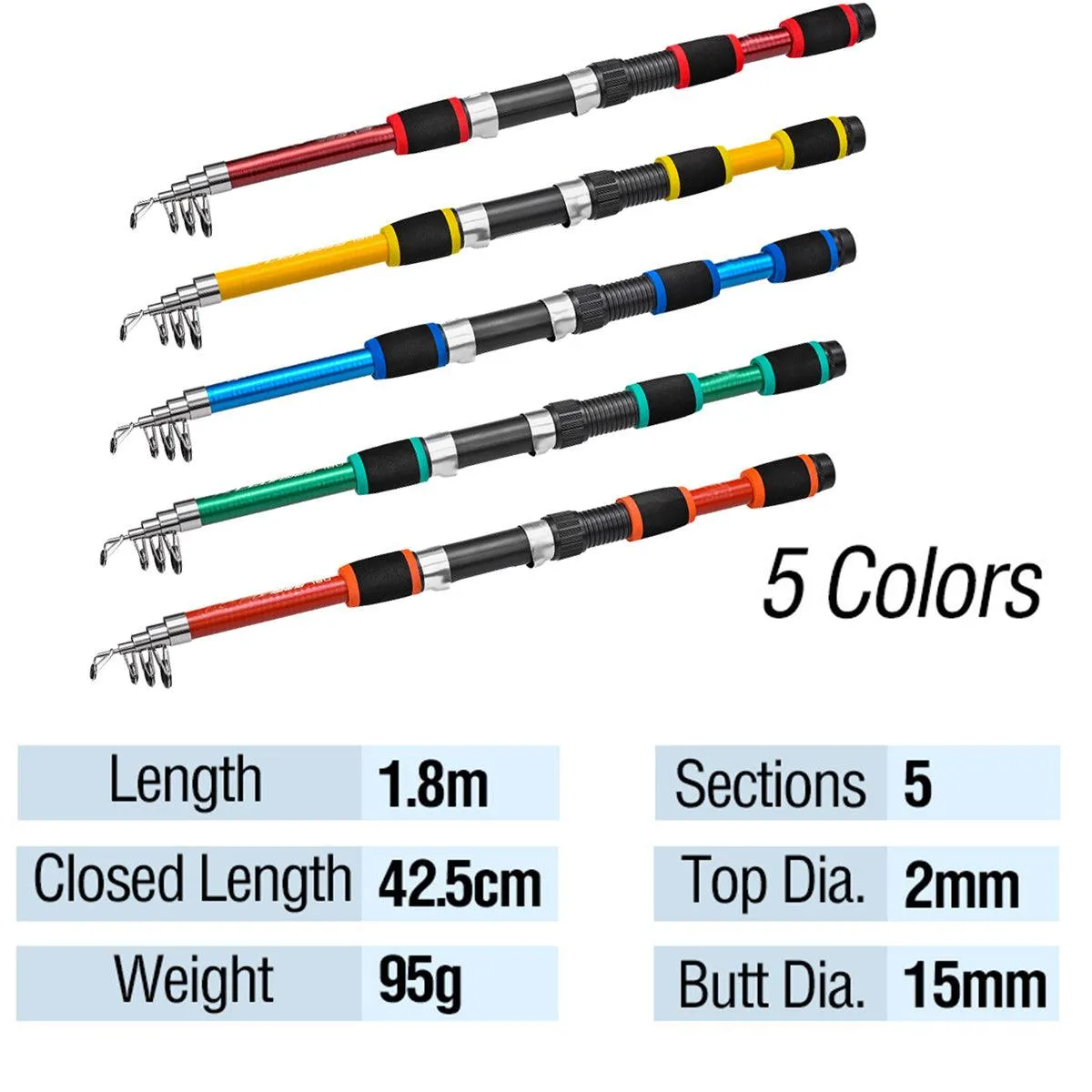 Telescopic Fishing Rod Lightweight Portable Sea Casting Rod Durable Glass Steel