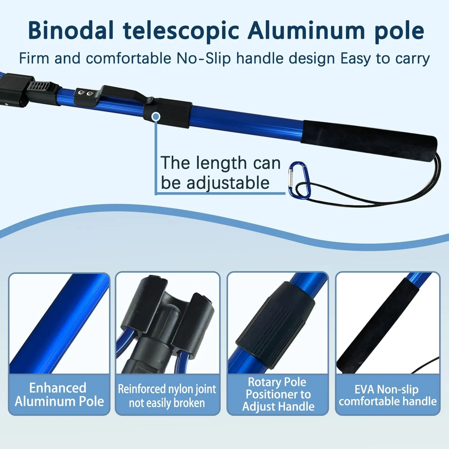 Telescoping Fishing Nets Lightweight Rubber Fish Net Durable with Non-Slip Grip - Freshwater and Saltwater (Blue/Red) Fishpond Large Fish Net