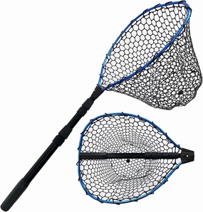 Telescoping Fishing Nets Lightweight Rubber Fish Net Durable with Non-Slip Grip - Freshwater and Saltwater (Blue/Red) Fishpond Large Fish Net