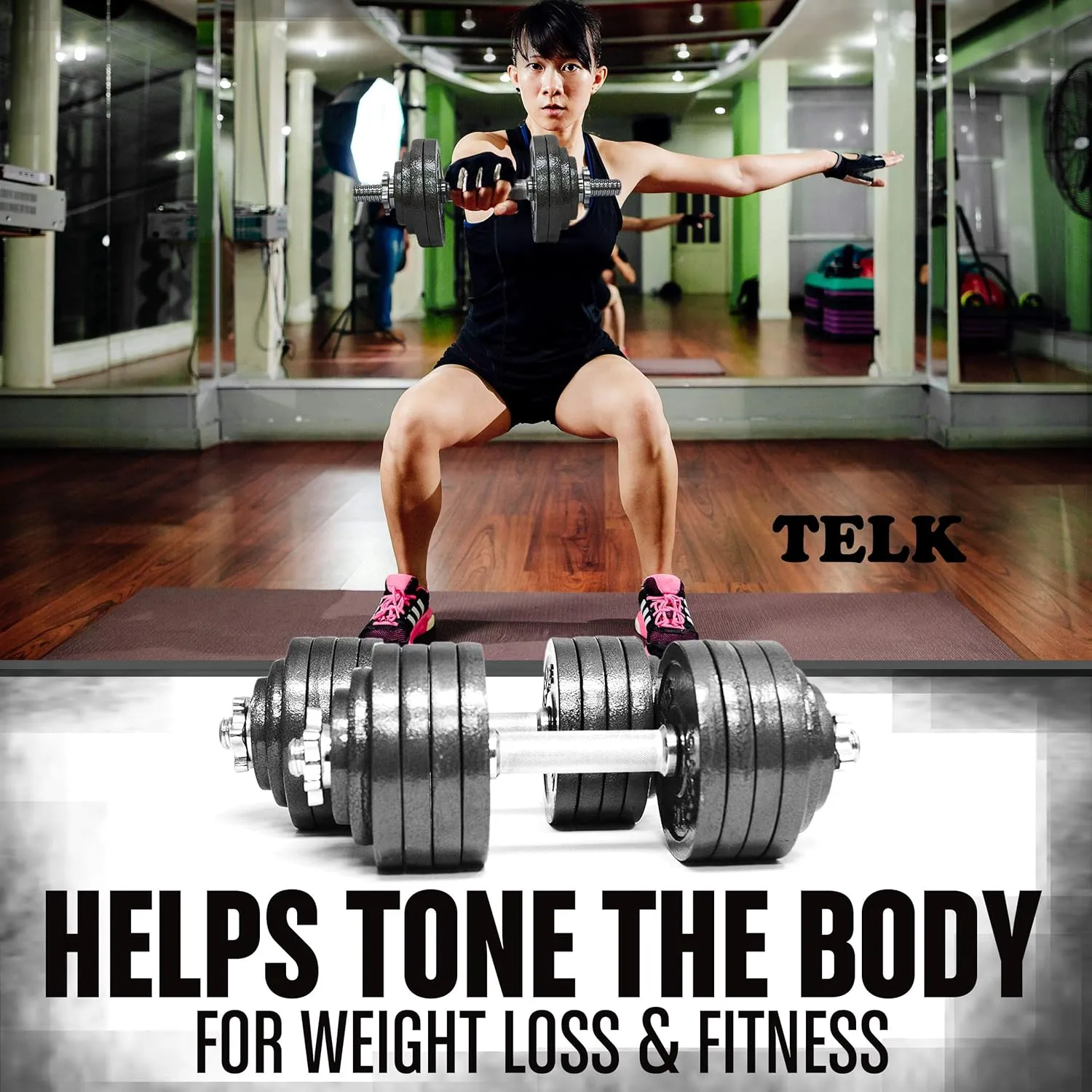 TELK Adjustable Dumbbells, Available for 45, 65, 105 and 200 lbs