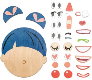 Tender Leaf Toys – What’s Up - 32 Pc Wooden Magnetic Puzzle Face Expression Learning Playset with Travel Bag - Encourage Social Skills, Imaginative and Emotional Play for Age 3 