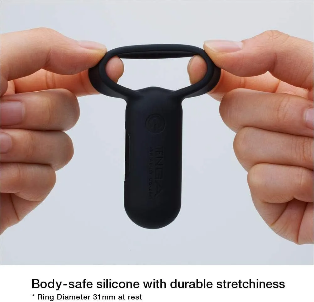 TENGA Smart Vibe Vibrating Ring for Men Women and Couples Masturbation, Rechargeable Dual Partner Stimulating Vibrator, TSV-001 Black