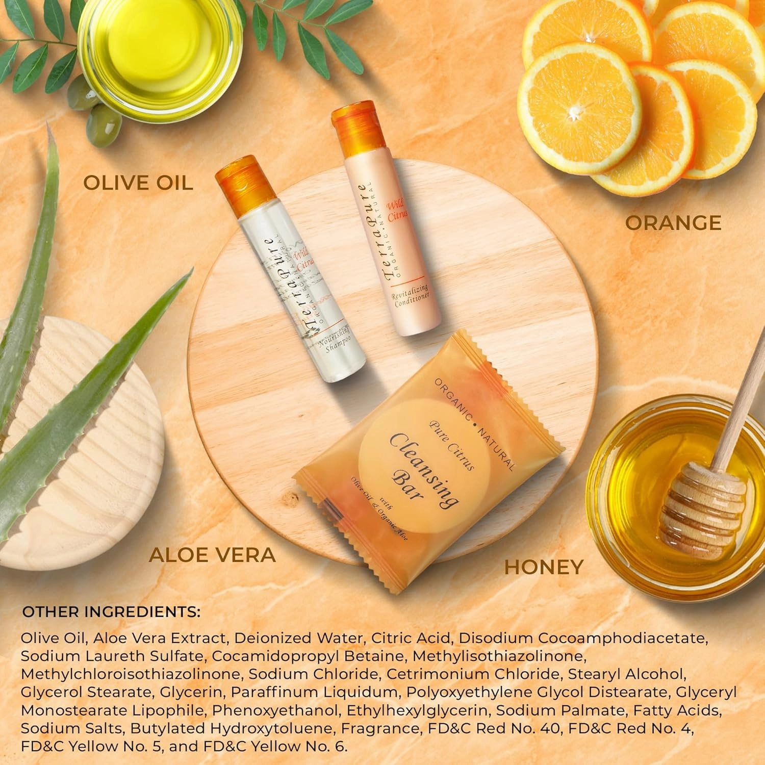 Terra Pure Wild Citrus Soaps & Toiletries Bulk Set | 1-Shoppe Amenities Kit for Hotels & Vacation Rentals | 1 oz Shampoo & Conditioner, 40g Cleansing Bar | 150 Pieces
