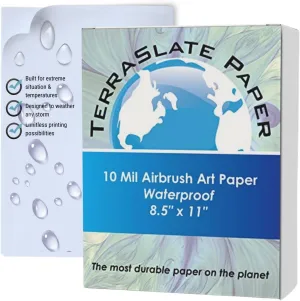 TerraSlate Airbrush Art Paper 10 Mil 8.5" x 11", for Drawing, Painting and Sketching, 25 Sheets