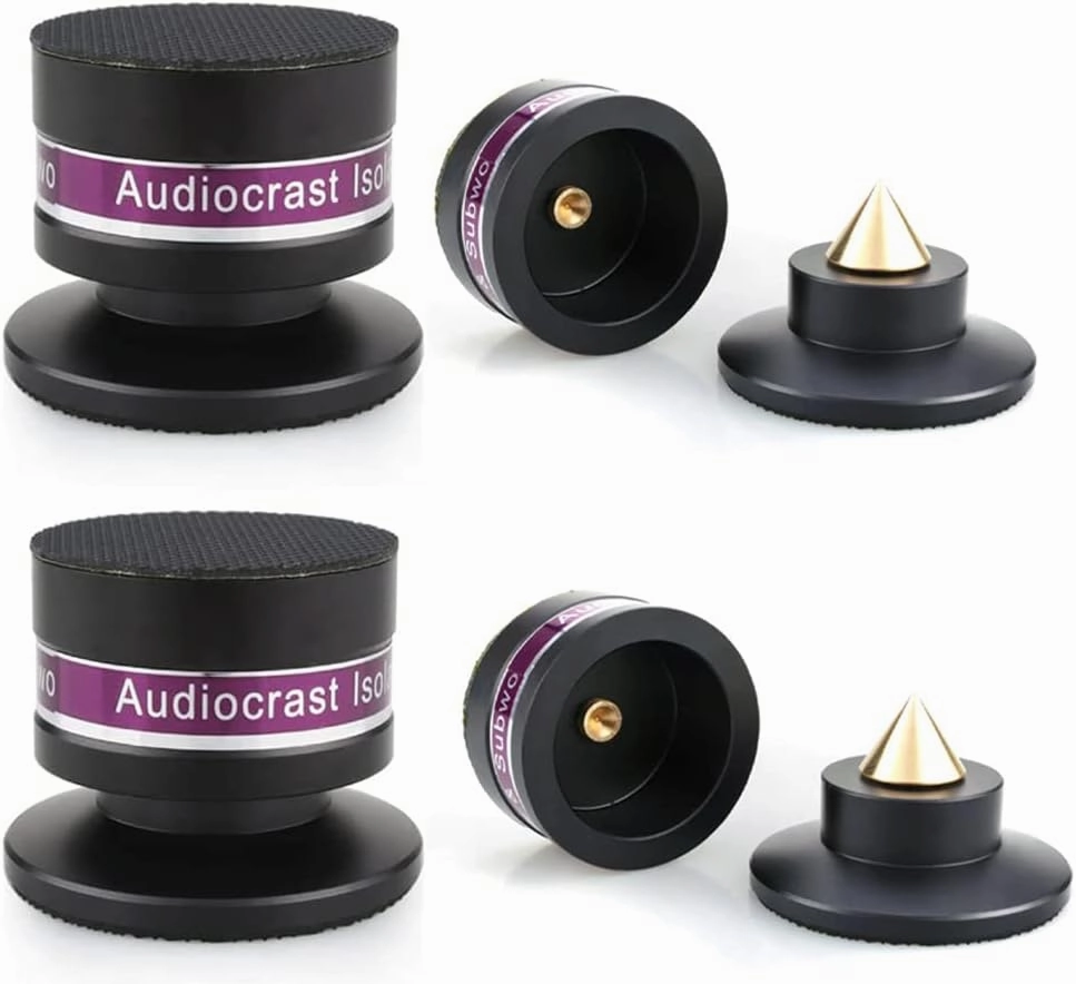 Tertullus 4 Pcs Aluminum Speaker Spike Isolation Feet for Turntable Amplifier Subwoofer Black