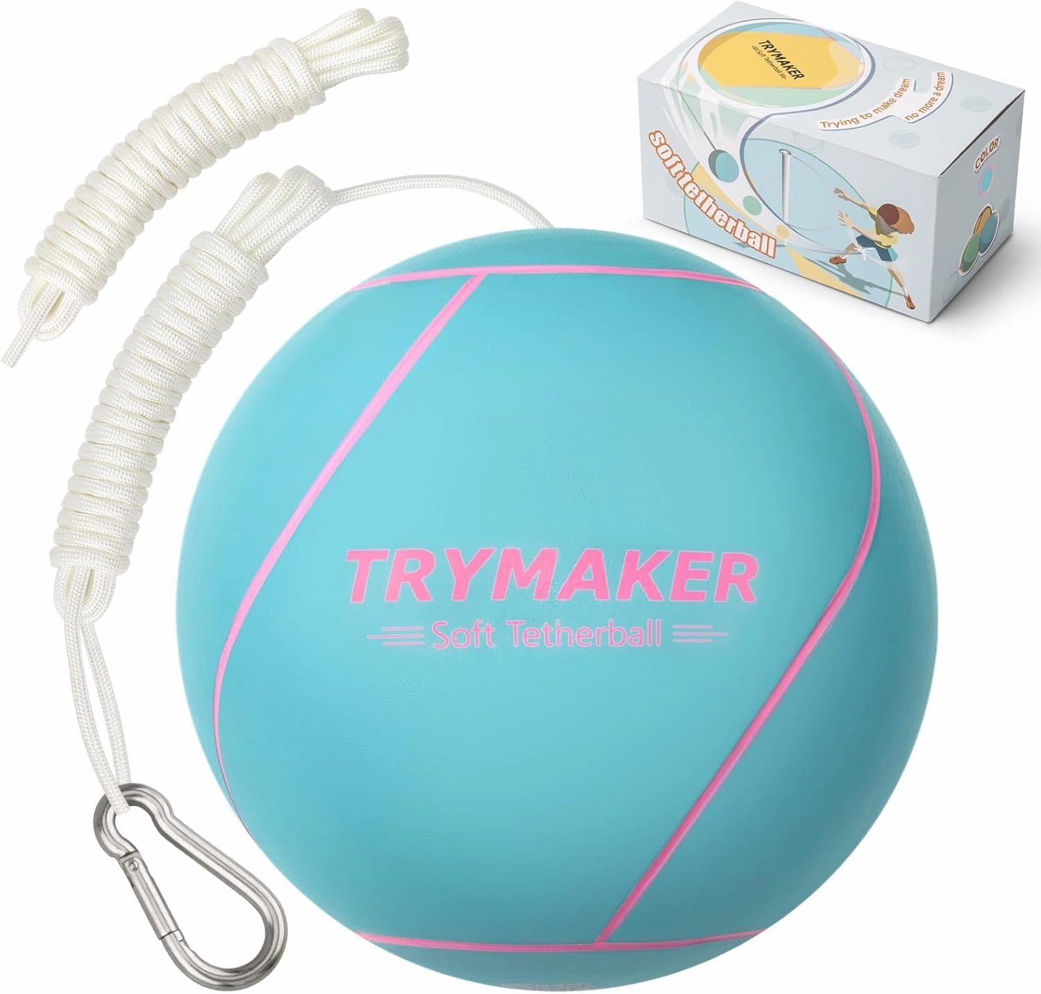 Tetherball, Tether Balls and Rope Set for Kids Blue and Green, Replacement Tetherball for Adults Backyard Outdoors…