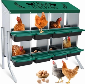 Tgeyd Nesting Boxes 8-Holes Nesting Boxes for Chickens Height-Adjustable with Chicken Perch can accommodate 8 to 32 Chickens and Comes