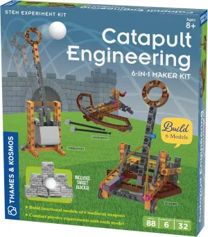 Thames & Kosmos Catapult Engineering STEM Maker Kit, Build 6 Models of Unique Medieval Machines, Explore Mechanical Physics, Includes Safe Foam Balls & Soft-Tipped Projectiles, Suitable for Ages 8 