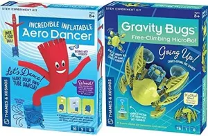 Thames & Kosmos Incredible Inflatable Aero Dancer STEM Experiment Kit & Gravity Bugs Free-Climbing MicroBot | Make Your Own 1-Foot Tall Tube Dancer & Wall-Crawling Bug | Hands-on Activities