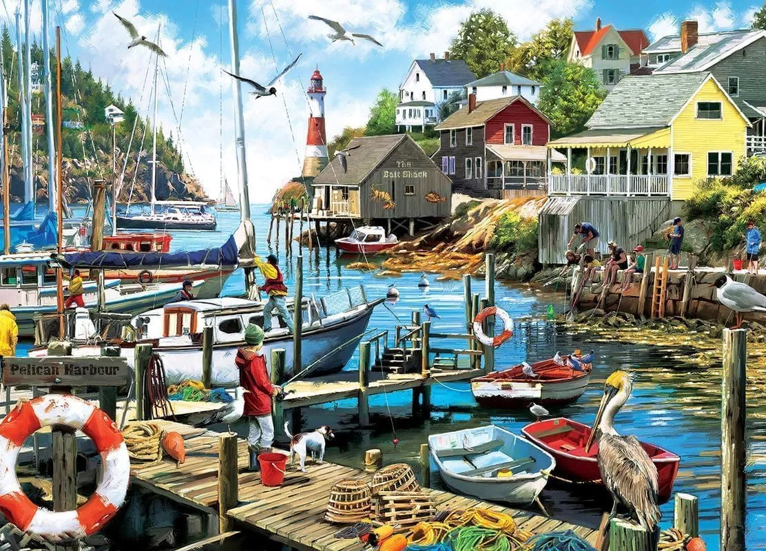 The Fishing Boat Returned to The Dock challenging and Stimulating Puzzle Game Wall Art Unique Gift